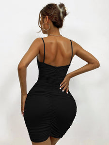 Cap Point Black / XS Mileine Spaghetti Strap Sleeveless bodycon mini dress