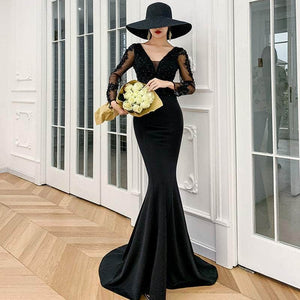Cap Point Black / 2XL Salome High-end Stylish Evening Dress