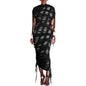 Cap Point Black / XXXL Aimee Elegant Ruched Pleated Zipper Up Sleeveless Maxi Dress