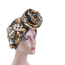 Load image into Gallery viewer, Cap Point Black yellow African Print Stretch Bandana
