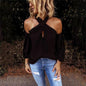 Cap Point black1 / S Elegant crochet lace patchwork sleeve blouse