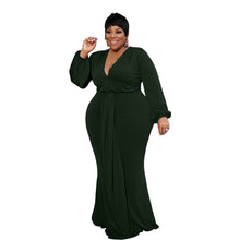 Load image into Gallery viewer, Cap Point Blackish green / XL Angelina Plus Size Elegant Mermaid Full Sleeve Maxi Dress
