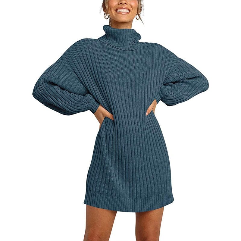 Cap Point Blue 02 / S Jennifer Turtleneck Sweater Dress