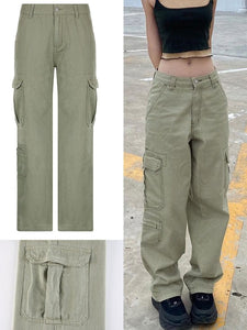 Cap Point Blue 1 / S Vintage Streetwear Pockets Wide Leg Baggy Cargo Jeans Pants