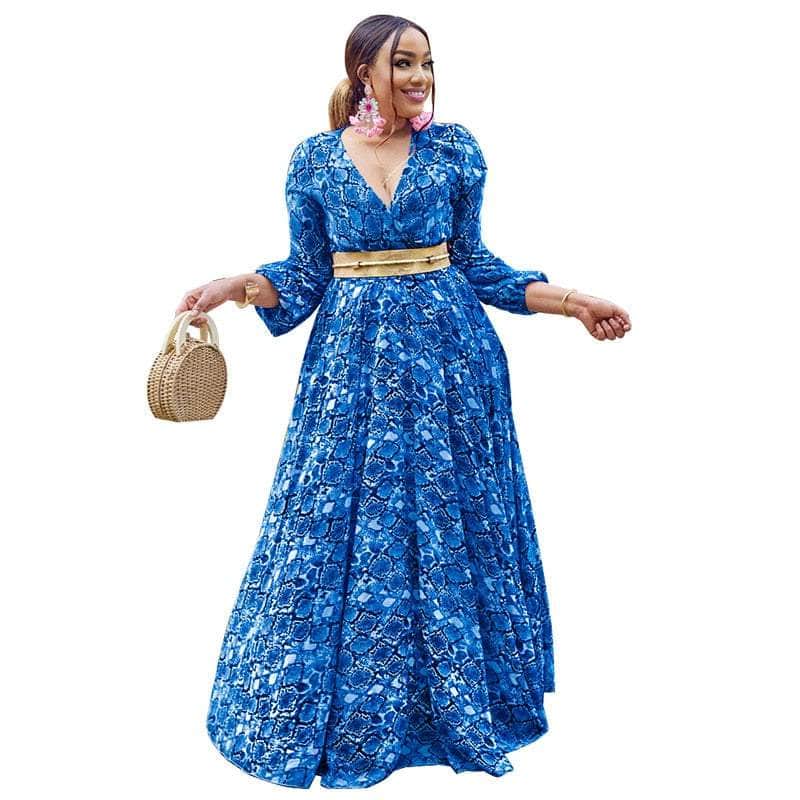Cap Point Blue / 10 Marlene Dashiki Elegant Maxi Dress
