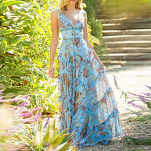Load image into Gallery viewer, Cap Point Blue / 2 Sage Floral High Waist Maxi Dress
