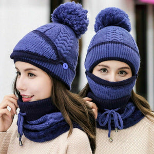Cap Point Blue 3 Set Women's Knitted Winter Hat