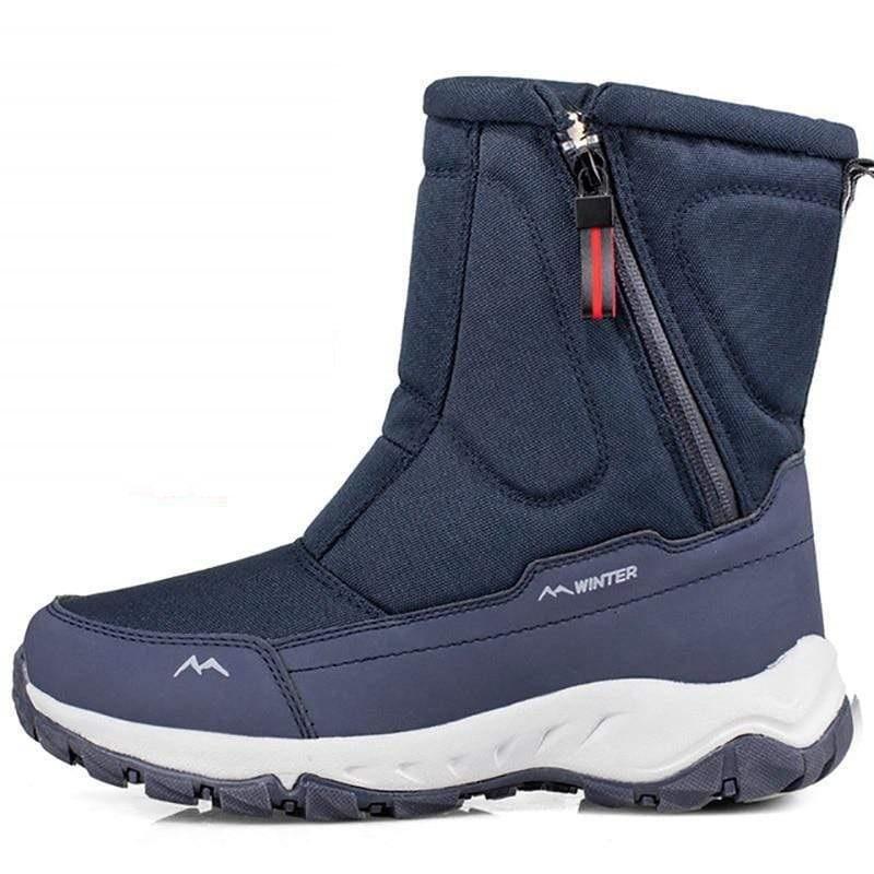 Cap Point Blue / 5.5 Men's Hiking Snow Boots with Warm Velor Side Zipper
