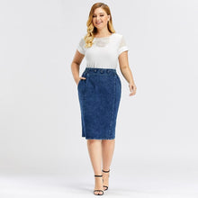 Load image into Gallery viewer, Cap Point Blue / 50 Prisca Denim Spring Elastic Fashion Casual Knit Skirt
