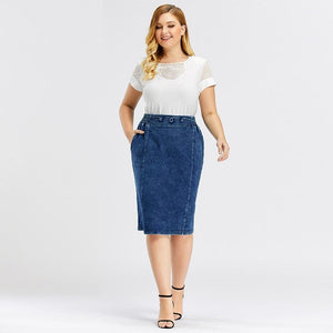 Cap Point Blue / 50 Prisca Denim Spring Elastic Fashion Casual Knit Skirt