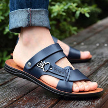 Load image into Gallery viewer, Cap Point blue / 6.5 Mens Roman Comfortable Outdoor Walking Leather Sandals
