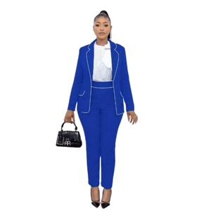 Cap Point Blue / 6 Celine Office Lady New slim fit blazer and pencil pants set