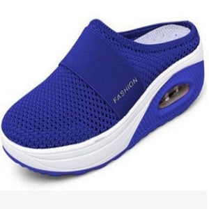 Cap Point Blue / 6 New Non-slip Platform Breathable Mesh Outdoor Walking Slippers