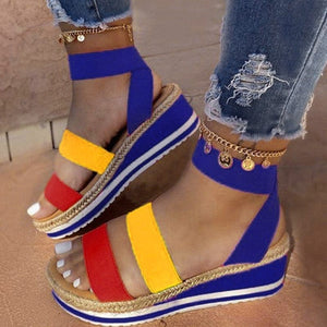 Cap Point blue / 6 Women's Hemp Platform Summer Wedge Sandals