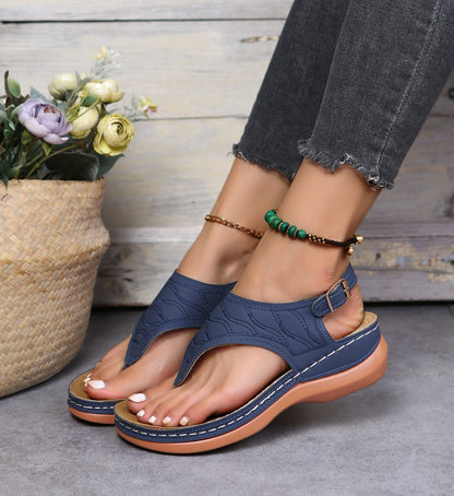 Cap Point Blue / 6 Women's Open Toe Wedge Sandals