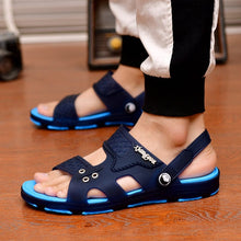 Load image into Gallery viewer, Cap Point Blue / 7 Mens Open Toe Platform Outdoor Beach Gladiator Sandals
