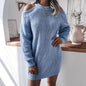 Cap Point Blue-A / S Elisa Off Shoulder Lantern Long Sleeve Knitted Sweater Dress