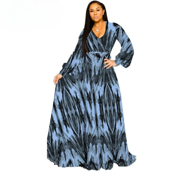 Cap Point Blue black / S Beatrice Printed Chiffon Summer Dress