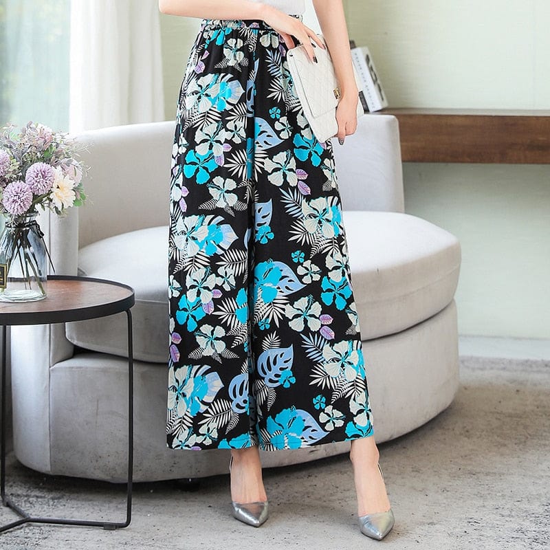 Cap Point Blue black / XL Michaeli Plaid Loose High Waist Ankle-Length Wide Leg Pants
