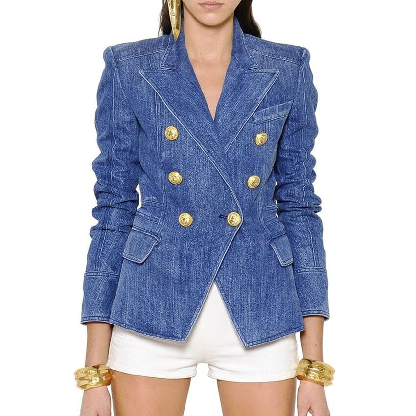 Cap Point Blue Denim / S High Street Designer Blazer Jacket
