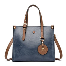 Load image into Gallery viewer, Cap Point Blue Designer 3 Layers Casual Tote Vintage HandBag
