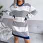 Cap Point Blue-E / S Elisa Off Shoulder Lantern Long Sleeve Knitted Sweater Dress