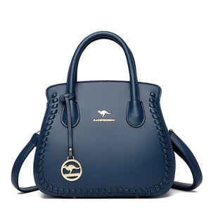 Cap Point Blue Hand-knitted Luxury Leather Tote Bag