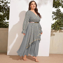 Load image into Gallery viewer, Cap Point Blue / L Becky Chic Elegant Plus Size Luxury Designer Evening Party Oversize Maxi Dress
