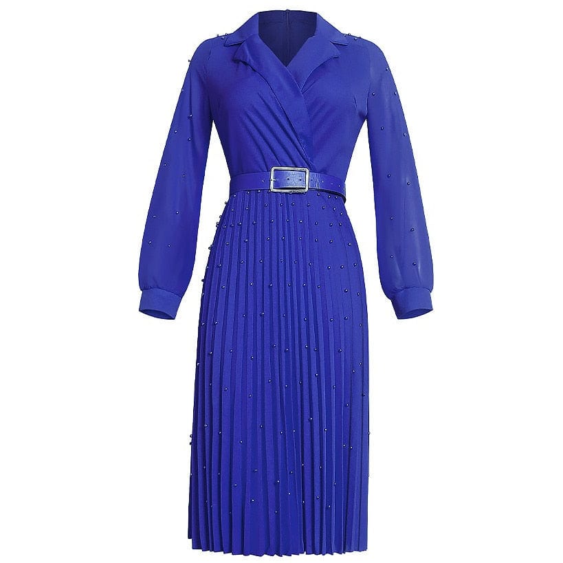 Cap Point Blue / L Joanne Elegant high-waisted mid-calf dress