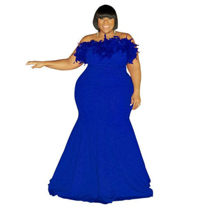 Cap Point Blue / L Joelle Plus Size Party Club Evening Elegant Bodycon Dress