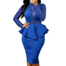 Load image into Gallery viewer, Cap Point Blue / M Elegant Ruffle Formal Evening Dress
