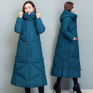 Cap Point Blue / M Fashionable thick cotton padded winter long coat