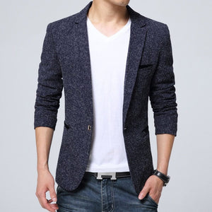 Cap Point Blue / M Matthew Fashion Slim Fit Single Button Men's Suit Jacket