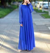 Load image into Gallery viewer, Cap Point Blue / M Olivia Elegant Flowy Chiffon High Quality Loose Belt Maxi Dress
