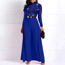 Load image into Gallery viewer, Cap Point Blue / M Raissa Sequined Fashion Full Sleeve High Waist Jumpsuit
