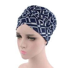Load image into Gallery viewer, Cap Point Blue New Cotton Scarf Wrapped Head Turban
