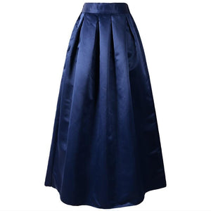 Cap Point Blue / One Size Maxi long flared high waisted pleated skater skirt
