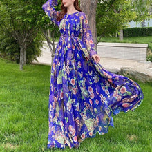 Load image into Gallery viewer, Cap Point Blue / S Amelia Loose Floral Flowy Chiffon Printed Maxi Dress
