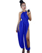 Cap Point Blue / S Andreas Hollow Out Sleeveless O-Neck Belt Lace Up Jumpsuit