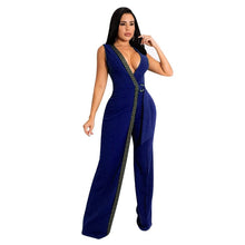 Load image into Gallery viewer, Cap Point Blue / S Anita V Neck Long Sleeve High Waist Bodycon Romper
