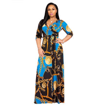 Load image into Gallery viewer, Cap Point blue / S Benita Sexy Bohemian Splicing Floral Print Sleeve Maxi Bodycon Dress
