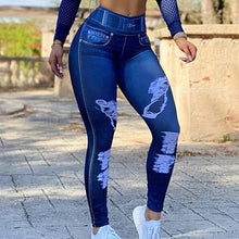 Load image into Gallery viewer, Cap Point blue / S / China High Waist Seamless Denim Sports Leggings
