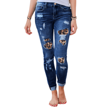 Load image into Gallery viewer, Cap Point Blue / S Eileen Patchwork Ripped Denim Pencil Jean Pants
