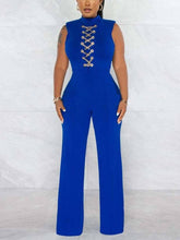 Load image into Gallery viewer, Cap Point Blue / S Elianne Sleeveless Casual Chain Lace Up Slim Jumpsuit
