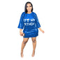 Cap Point Blue / S Emilie Sequined Drop Shoulder Straight ONeck Shiny Style Mini Dress