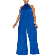 Load image into Gallery viewer, Cap Point Blue / S Jessica Solid Color Halter Wide Leg Jumpsuit

