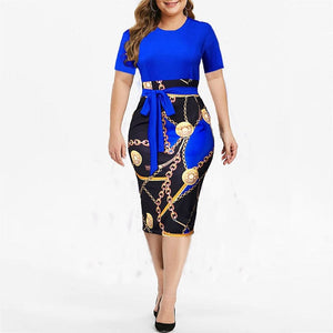 Cap Point Blue / S Marisse Knee-length Short Sleeve High Waist Dress