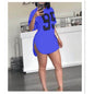 Cap Point Blue / S Oversized Summer Tees Split Shirt Dress