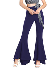 Load image into Gallery viewer, Cap Point Blue / S Phinea Bell Bottom Wide Leg Flare Stretch High Waist irregular Palazzo Pants
