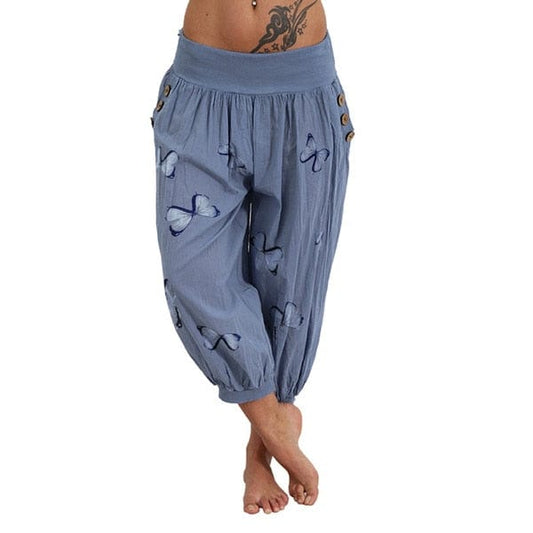 Cap Point Blue / S Phinea High Waist Harem Lightweight Pocket Baggy Jogger Pants